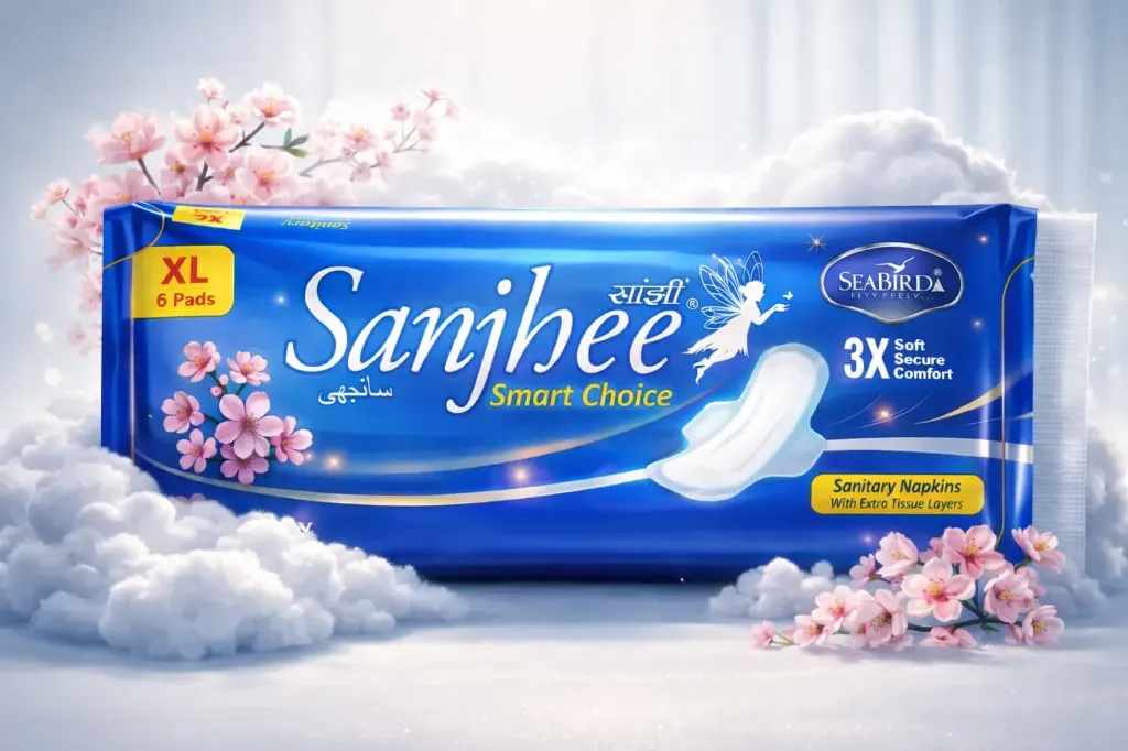Sanjhee smart choice XL sanitary napkin with extra tissue layer, cottony soft touch with wings and gel Technology, Dry long time comfort, High absorbent, Rashfree [ Pack of 5 ]